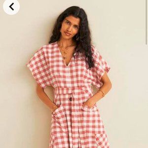 Mango gingham print midi dress